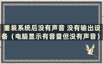 重装系统后没有声音 没有输出设备（电脑显示有音量但没有声音）怎么办